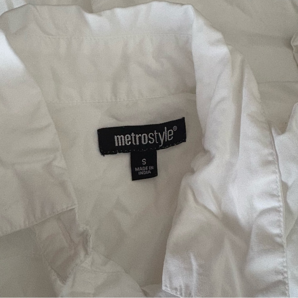 METROSTYLE sz S White Button down Fishtail High Low Shirt - Picture 8 of 8